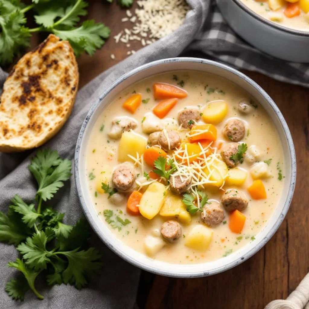 Creamy Parmesan Italian Sausage Soup Recipe 🍲🧀